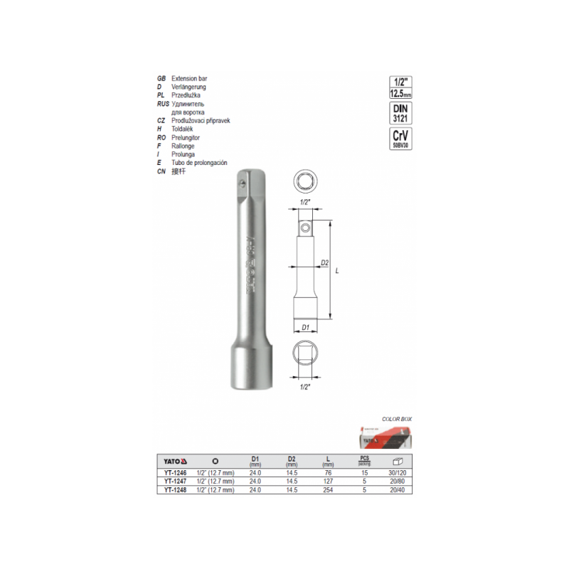 1/2" pikendus 127mm 1/2" 1247 H