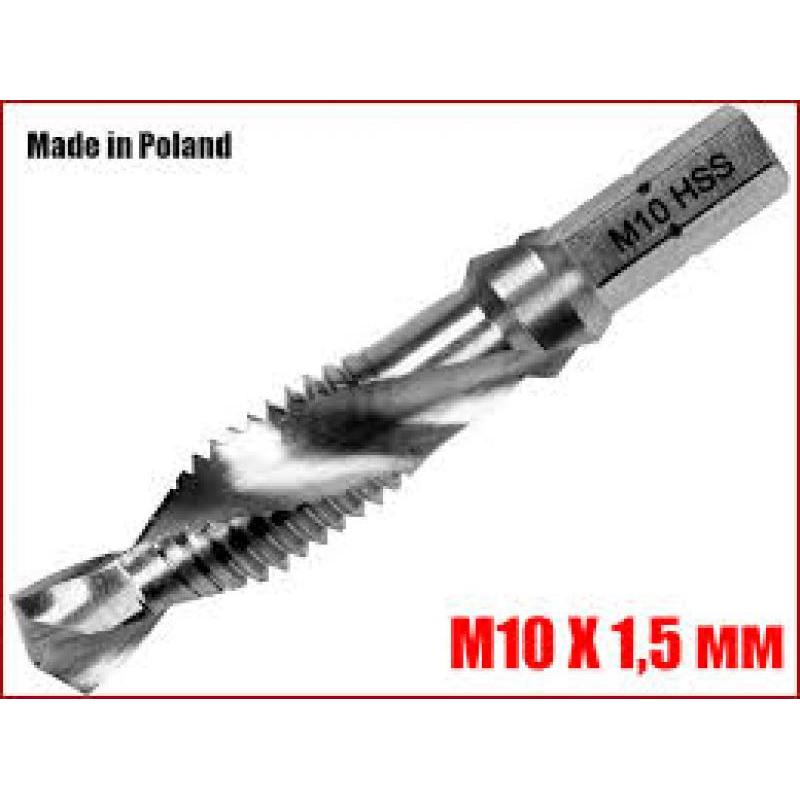 M10 Kombineeritud puur keermestaja+faas HEX 1/4" 44847