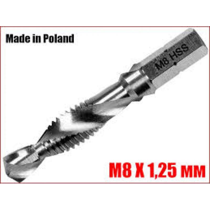 M8 Kombineeritud puur keermestaja+faas HEX 1/4" 44845