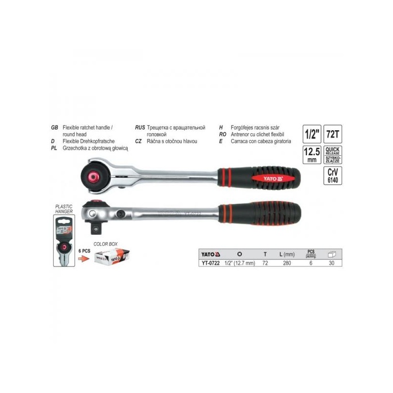 1/2" narre liigendiga+/+suunamuutja L280 72h CrV614 YT-0722