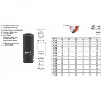 12mm pikk löökpadrun 1/2" YT-1032 H