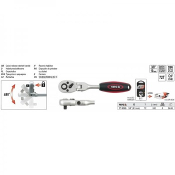 3/8" Narre liikuva peaga 242mm YT-0326