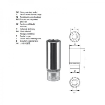 8mm pikk padrun 1/2" 1221 H