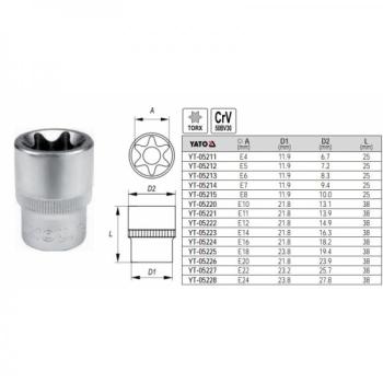 E11 E-torx padrun 1/2" E11 05221