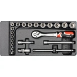 3/8" narre+padrunid komplekt sahtlikarbis 22osa YT-5542