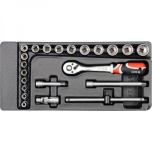 3/8" narre+padrunid komplekt sahtlikarbis 22osa YT-5542